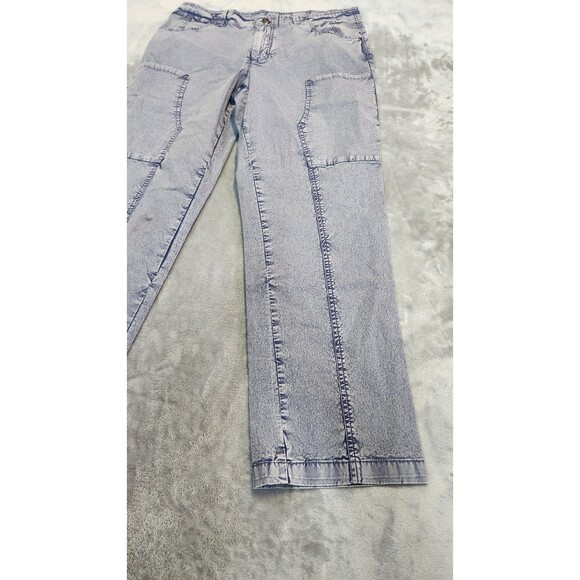 LOGO by Lori Goldstein Women's 14 Blue Indigo Regular Full Length Utility Pants - Picture 6 of 9